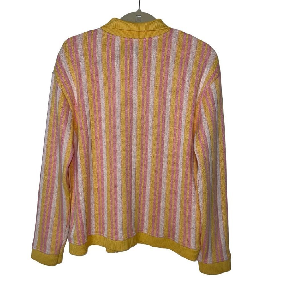 Zara Womens Cardigan Size Small Button Front Long Sleeve Yellow Pink Striped - Picture 6 of 8